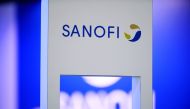 :(FILES) This file photo taken on November 18, 2016 shows the logo of French multinational pharmaceutical company Sanofi for which French government warned on May 14, 2020 that it would be 
