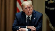 :FILE PHOTO: U.S. President Donald Trump holds a meeting on 