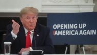 U.S. President Donald Trump speaks during a roundtable discussion with industry executives on reopening businesses during the coronavirus disease (COVID-19) pandemic in the State Dining Room at the White House in Washington, U.S., May 29, 2020. REUTERS/Jo