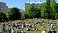 People enjoy warm weather at the Tantolunden park as the spread of the coronavirus disease (COVID-19) continues, in Stockholm, Sweden May 30, 2020. TT News Agency/Henrik Montgomery via REUTERS 