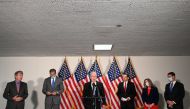 US Senate Majority Leader Mitch McConnell (R-KY) and other Republicans speak to reporters on Capitol Hill in Washington, U.S., June 2, 2020. REUTERS/Erin Scott