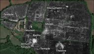 This undated handout photo released on June 4, 2020 by the University of Cambridge shows a slice of Ground Penetrating Radar (GPR) data from the Roman city of Falerii Novi, near Rome, Italy, revealing the outlines of the town's buildings. AFP PHOTO / L. V
