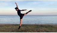 Royal Ballet dancer Nicol Edmonds performs at Marazion Beach, in Cornwall, Britain June 2020. Acting for Others/Joanna Defelice, Melanie Hamrick and Meaghan Grace Hinkis/Handout via Reuters