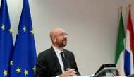 European Council President Charles Michel attends a virtual meeting with European leaders to discuss the bloc's budget and recovery fund, in Brussels, Belgium June 19, 2020. Olivier Hoslet/Pool via REUTERS