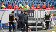 Union Berlin coach Urs Fischer with Hoffenheim coach Matthias Kaltenbach before the match, following the resumption of play behind closed doors after the outbreak of the coronavirus disease (COVID-19) Thomas Kienzle