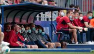 General view of the CSKA Moscow bench, as play resumes following the outbreak of the coronavirus disease (COVID-19) Denis Tyrin/PFC CSKA Pool
