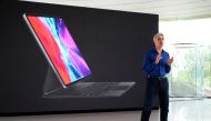 Craig Federighi, Apple's senior vice president of software engineering, speaks during the keynote address at the 2020 Apple Worldwide Developers Conference (WWDC) at Apple Park in Cupertino, California, U.S., June 22, 2020. Brooks Kraft/Apple Inc/Handout 