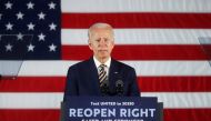 Democratic U.S. presidential candidate and former Vice President Joe Biden speaks during a campaign event at a community center in Darby, Pennsylvania U.S., June 17, 2020. REUTERS/Jonathan Ernst/File Photo