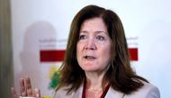 U.S. Ambassador to Lebanon Dorothy Shea speaks during a news conference after meeting with Lebanon's Foreign Minister Nassif Hitti at the Ministry of Foreign Affairs in Beirut, Lebanon June 29, 2020. REUTERS/Mohamed Azakir