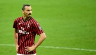 Zlatan Ibrahimovic of AC Milan in action during the Serie A match between AC Milan and Juventus at Giuseppe Meazza Stadium on July 7, 2020 in Milan, Italy. (Pier Marco Tacca - Anadolu Agency)