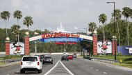 A view of the Walt Disney World theme park entrance on July 11, 2020 in Lake Buena Vista, Florida. The theme park reopened despite a surge in new COVID-19 infections throughout Florida, including the central part of the state where Orlando is located. Oct