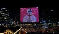 The exterior of a building is illuminated showing messages to support the country, as measures to avoid the spread of the coronavirus disease (COVID-19) continue, in Seoul, South Korea, July 7, 2020. REUTERS/Kim Hong-ji