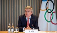 Thomas Bach, President of the International Olympic Committee (IOC) attends a meeting of IOC's executive board, as the spread of the coronavirus disease (COVID-19) continues, in Lausanne, Switzerland July 15, 2020. IOC/Greg Martin/Handout via REUTERS 