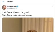 A twitter post shows a photo of White House Senior Advisor Ivanka Trump holding a can of black beans by Goya Foods, with the company's slogan in English and Spanish written above, on July 15, 2020 in this screen grab obtained from social media. Twitter/@I