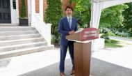 Canada's Prime Minister Justin Trudeau leaves a news conference at Rideau Cottage, as efforts continue to help slow the spread of the coronavirus disease (COVID-19), in Ottawa, Ontario, Canada July 13, 2020. REUTERS/Blair Gable
