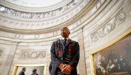 FILE PHOTO: Rep. John Lewis (D-GA) and other members of the Congressional Black Caucus wait in the U.S. Capitol Rotunda to enter memorial services for Rep. Elijah Cummings (D-MD) as a group at the U.S. Capitol in Washington, U.S. October 24, 2019. Pablo M