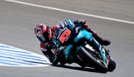 Petronas Yamaha SRT's French rider Fabio Quartararo competes during the MotoGP qualifying session of the Spanish Grand Prix at the Jerez racetrack in Jerez de la Frontera on July 18, 2020. / AFP / JAVIER SORIANO