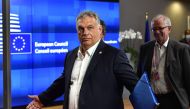 Hungary's Prime Minister Viktor Orban leaves after a meeting of an EU summit on a coronavirus recovery package at the European Council building in Brussels on July 18, 2020. AFP / POOL / JOHN THYS