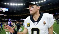 (FILES) In this file photo Drew Brees #9 of the New Orleans Saints looks on after losing in the NFC Wild Card Playoff game against the Minnesota Vikings at Mercedes Benz Superdome on January 05, 2020 in New Orleans, Louisiana. / AFP / Sean Gardner