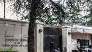 This photo taken on July 23, 2020 shows the entrance of the US consulate in Chengdu, southwest China's Sichuan province. AFP / STR