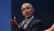 (FILES) In this file photo taken on September 29, 2019, former US President Barack Obama speaks during the 