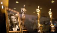 Oscars previously presented to actress Katharine Hepburn are seen at the 