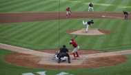 Jul 20, 2020; Bronx, New York, USA; New York Yankees relief pitcher David Hale (75) pitches to Philadelphia Phillies shortstop Didi Gregorius (18) during the second inning of a preseason game at Yankee Stadium. Mandatory Credit: Brad Penner-USA TODAY Spor