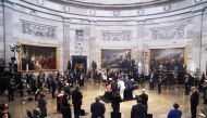 The casket of U.S. Representative from Georgia John Lewis arrives during a ceremony preceding the lying in state in the Rotunda of the U.S. Capitol in Washington, D.C., U.S. July 27, 2020. Shawn Thew/Pool via REUTER