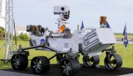 A replica of the Mars 2020 Perseverance Rover is shown during a press conference ahead of the launch of a United Launch Alliance Atlas V rocket carrying the rover, at the Kennedy Space Center in Cape Canaveral, Florida, U.S. July 29, 2020. REUTERS/Joe Ski