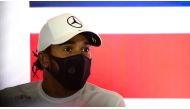 Britain's Lewis Hamilton and Mercedes GP takes part in the Drivers Press Conference during previews ahead of the F1 Grand Prix of Great Britain at Silverstone on July 30, 2020 in Northampton. RESTRICTED TO EDITORIAL USE / AFP / POOL / Mario RENZI