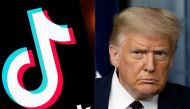 (COMBO) This combination of pictures created on August 01, 2020 shows the logo of the social media video sharing app Tiktok displayed on a tablet screen in Paris, and US President Donald Trump at the White House in Washington, DC, on July 30, 2020./ AFP /