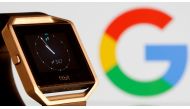 FILE PHOTO: Fitbit Blaze watch is seen in front of a displayed Google logo in this illustration picture taken, November 8, 2019. REUTERS/Dado Ruvic/File Photo