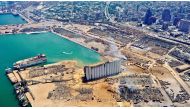 A general view of the area damaged by a massive explosion and a blast wave, in Beirut, Lebanon August 5, 2020 in this picture obtained from social media. Picture taken with a drone. Instagram/ @Rabzthecopter/via REUTERS