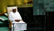 FILE PHOTO: Gambia's President Adama Barrow sits in the chair reserved for heads of state at U.N. headquarters in New York, U.S., September 25, 2018. REUTERS/Eduardo Munoz/File Photo
