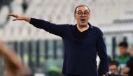 Juventus coach Maurizio Sarri reacts, as play resumes behind closed doors following the outbreak of the coronavirus disease (COVID-19) REUTERS/Massimo Pinca/File Photo