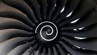 Rolls Royce engine of the first Fiji Airways A350 XWB airliner is seen at the aircraft builder's headquarters of Airbus in Colomiers near Toulouse, France, November 15, 2019. REUTERS/Regis Duvignau/File Photo