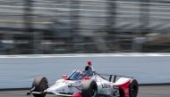 IndyCar Series driver Marco Andretti races through turn one during qualifying for the 104th Running of the Indianapolis 500 at Indianapolis Motor Speedway. Mandatory Credit: Mark J. Rebilas-USA TODAY Sports