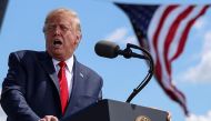 U.S. President Donald Trump arrives to deliver a campaign speech at Mankato Regional Airport in Mankato, Minnesota, U.S., August 17, 2020. REUTERS/Tom Brenner TPX IMAGES OF THE DAY

