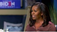 Former first lady Michelle Obama speaks in a frame grab from the live video feed of the all virtual 2020 Democratic National Convention as participants from across the country are hosted over video links to the originally planned site of the convention in