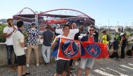 Soccer Football - Champions League - Final - Bayern Munich v Paris St Germain - Estadio da Luz, Lisbon, Portugal - August 23, 2020 Paris St Germain fans outside the stadium before the match, as play resumes behind closed doors following the outbreak of th