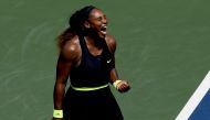 AUGUST 24: Serena Williams celebrates a point while playing Arantxa Rus of Netherlands during the Western & Southern Open at the USTA Billie Jean King National Tennis Center on August 24, 2020 in the Queens borough of New York City. Matthew Stockman/Getty