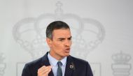 Spanish Prime Minister Pedro Sanchez speaks during a news conference after a cabinet meeting, amid the coronavirus disease (COVID-19) outbreak, at the Moncloa Palace in Madrid, Spain, August 25, 2020. REUTERS/Juan Medina