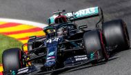 Mercedes' British driver Lewis Hamilton drives during the third practice session at the Spa-Francorchamps circuit in Spa on August 29, 2020 ahead of the Belgian Formula One Grand Prix. / AFP / POOL / Stephanie Lecocq