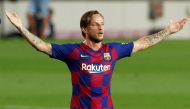 Barcelona's Ivan Rakitic reacts, as play resumes behind closed doors following the outbreak of the coronavirus disease (COVID-19) REUTERS/Albert Gea/File Photo
