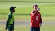 Cricket - Third T20 International - England v Pakistan - Emirates Old Trafford, Manchester, Britain - September 1, 2020 England's Eoin Morgan during the coin toss before the match Mike Hewitt/Pool via REUTERS
