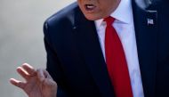 FILE PHOTO: US President Donald Trump makes a point during a press conference with US Labor Secretary Alexander Acosta early July 12, 2019 at the White House in Washington, DC.  AFP / Brendan Smialowski