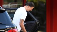 AC Milan's Zlatan Ibrahimovic arrives for training REUTERS/Daniele Mascolo