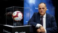 FILE PHOTO: La Liga President Javier Tebas poses during an interview with Reuters at the La Liga headquarters in Madrid, Spain, October 2, 2018. REUTERS/Paul Hanna

