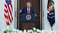 US President Donald Trump speaks during a labor day press conference in the North Portico of the White House in Washington, DC on September 7, 2020. / AFP / MANDEL NGAN
