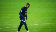 France's forward Kylian Mbappe takes part in a training session on the eve of the UEFA Nations League football match between Sweden and France on September 4, 2020 at the Friends Arena in Stockholm. / AFP / Jonathan NACKSTRAND
